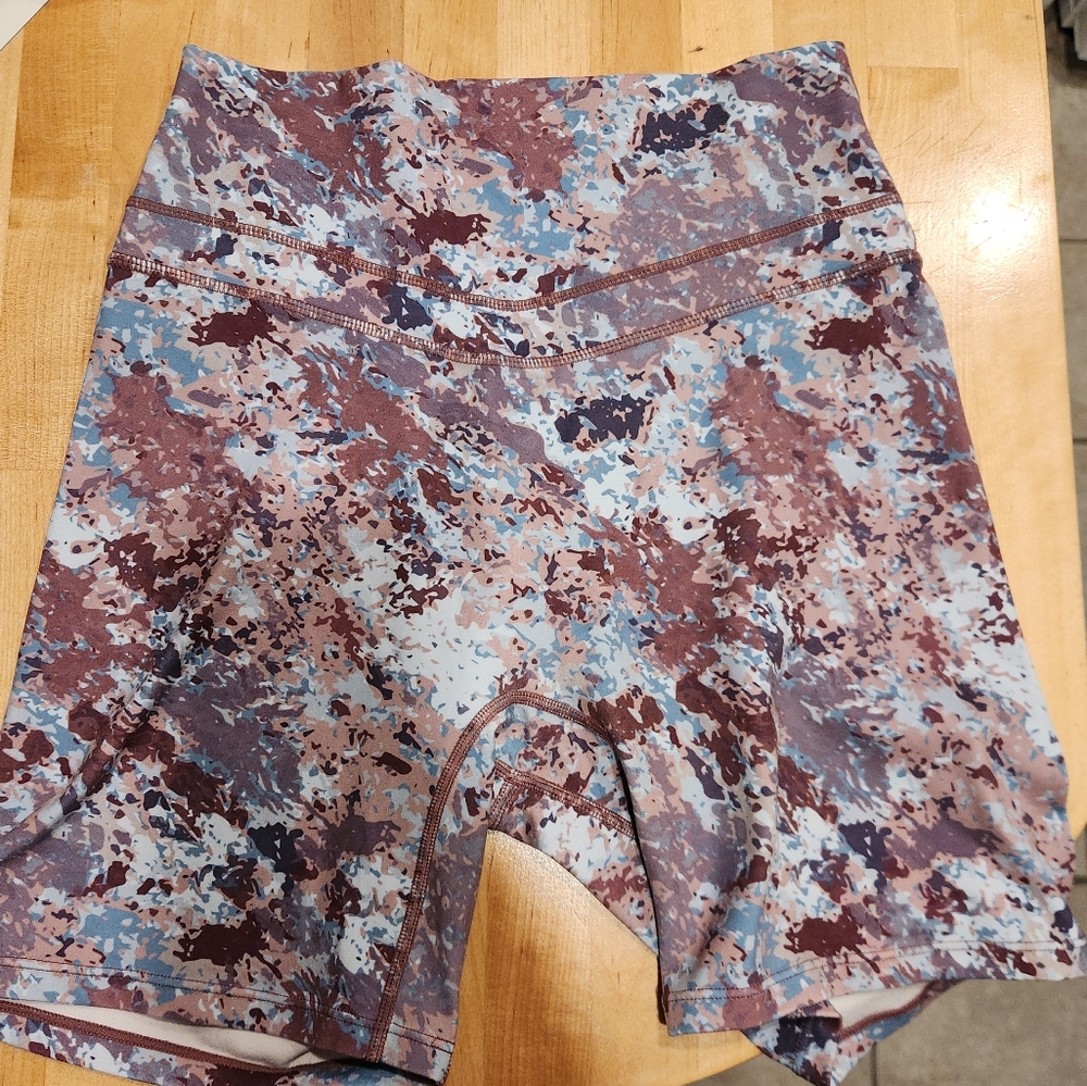 Women's Athletic Shorts in Blue and Brown Camo